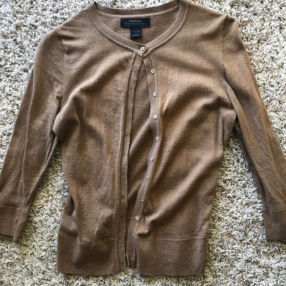 Cashmere Blend 3/4 Sleeve Cardigan